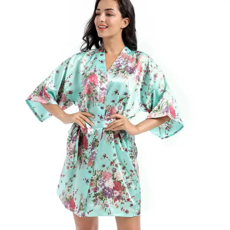 Kimono in Raso con Fiori