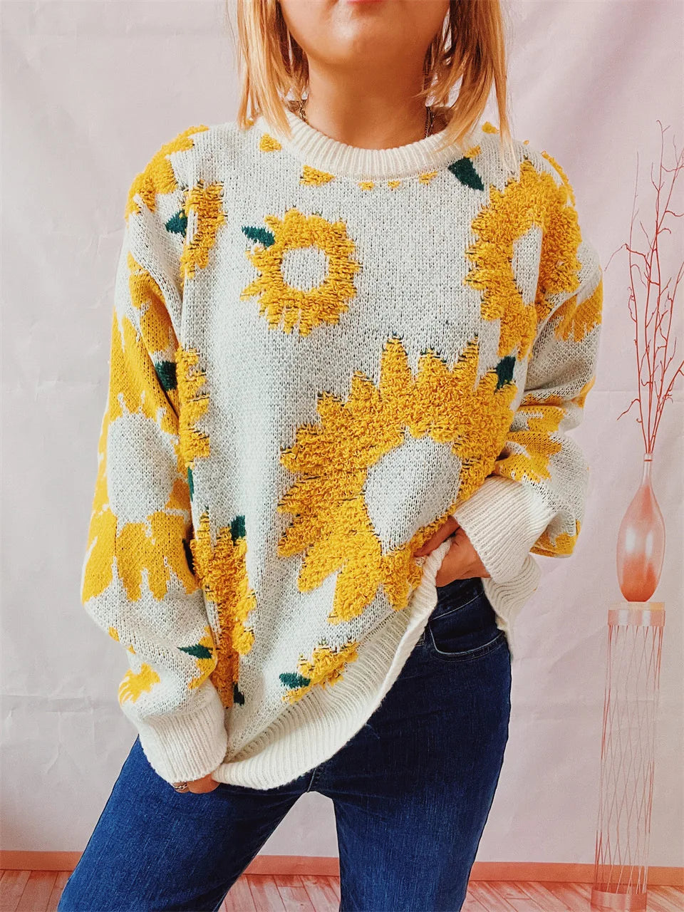 Maglione Ricamo Girasole