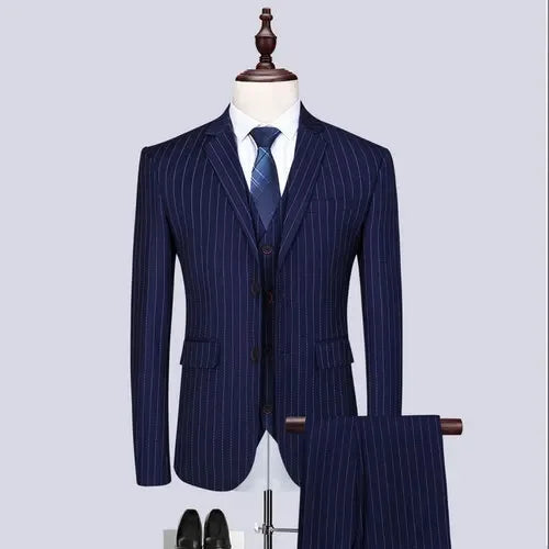 Completo a Righe Uomo 3 Pezzi Slim Fit