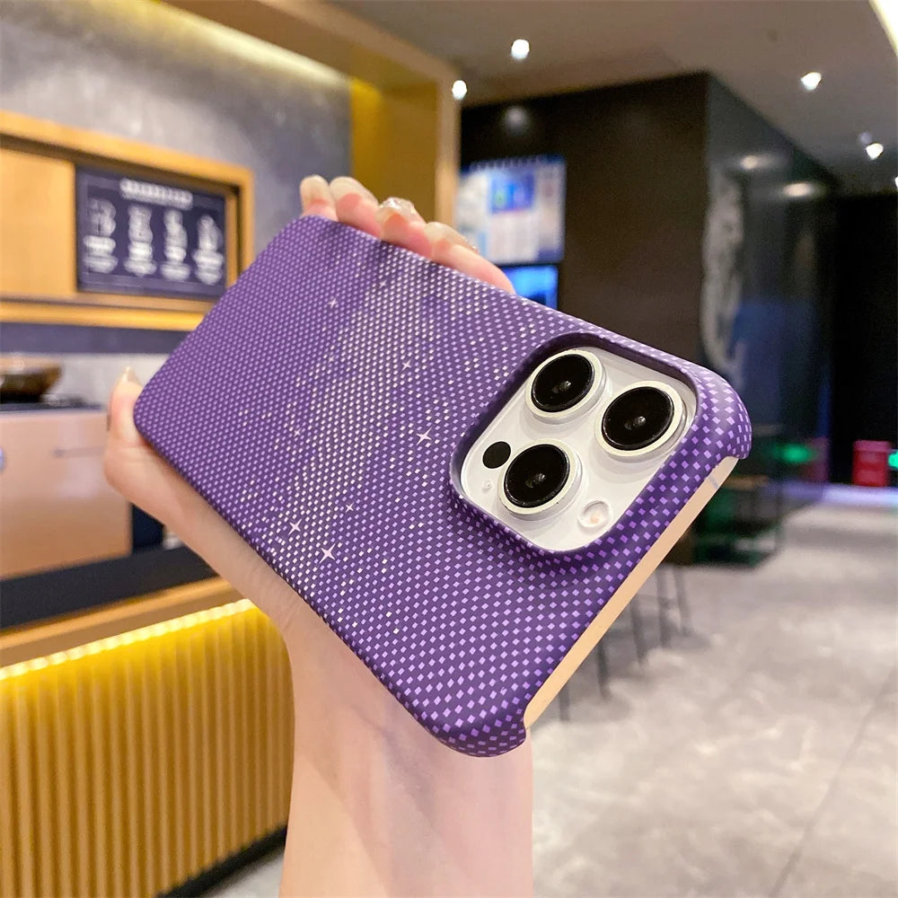 Custodia Protettiva con Design Cielo Stellato e Pattern Kevlar Iphone 12