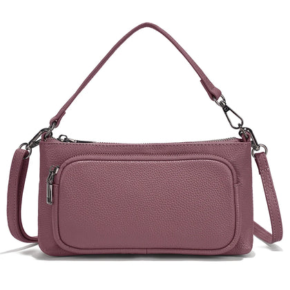 Bolso de hombro minimalista de cuero genuino — Violeta
