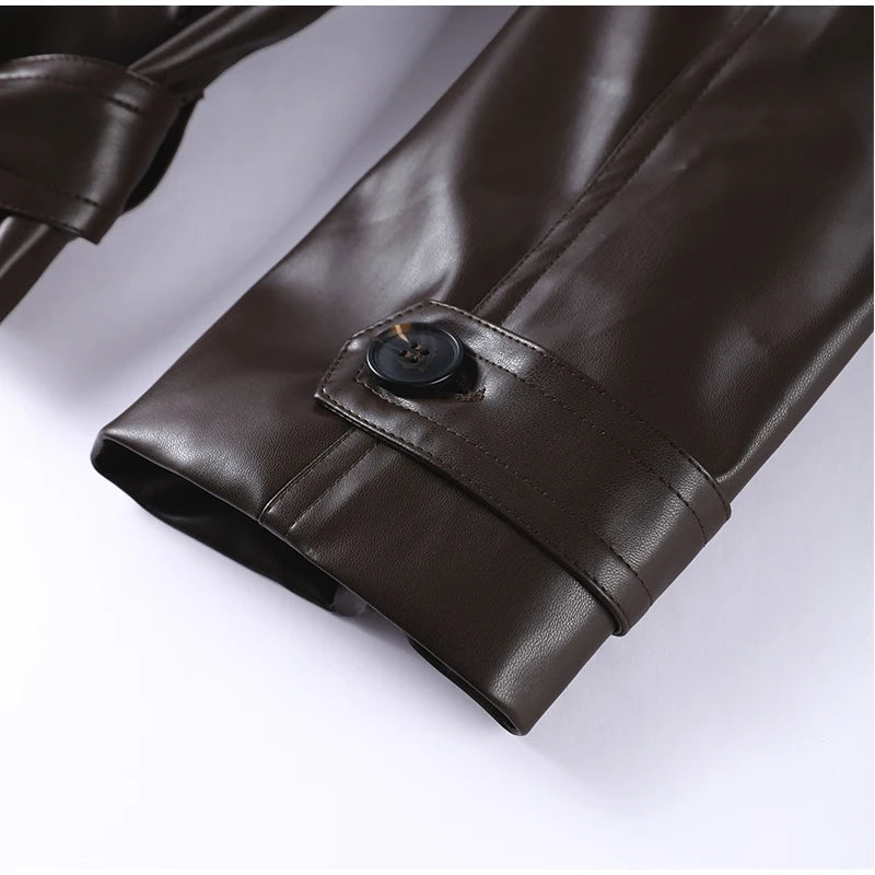 Giacca Donna in Pelle PU con Maxi Revers