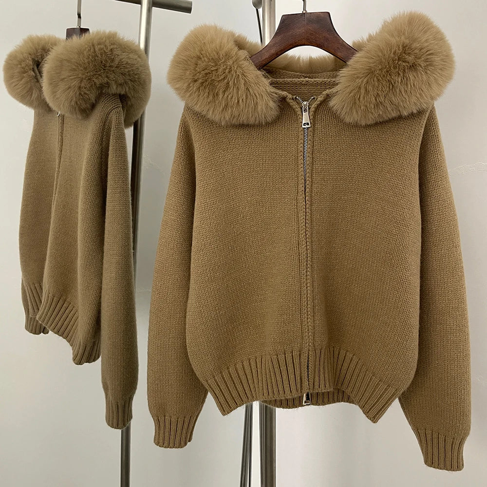 Cardigan Oversize Donna con Cappuccio