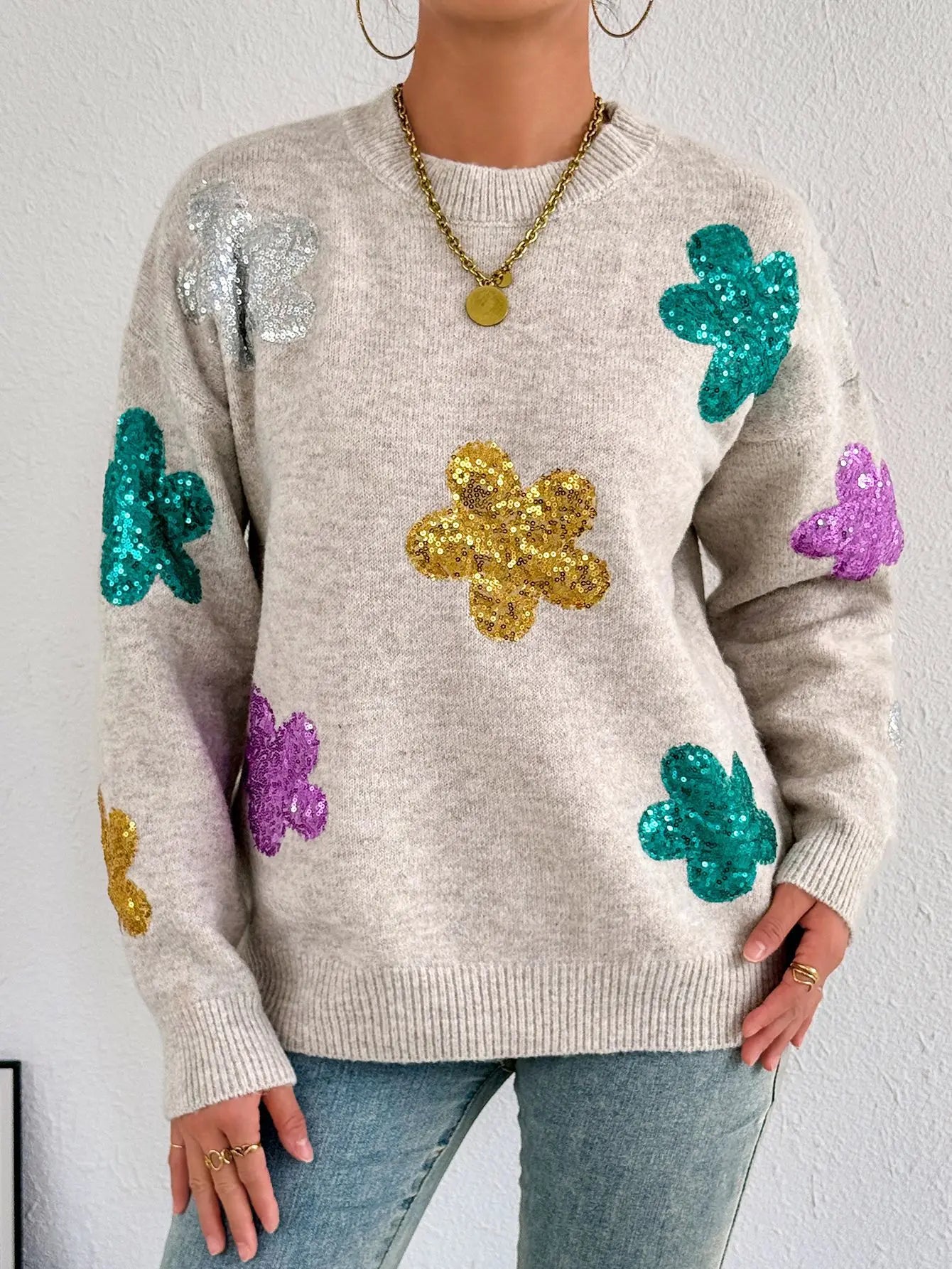 Maglione Dettagli Floreali