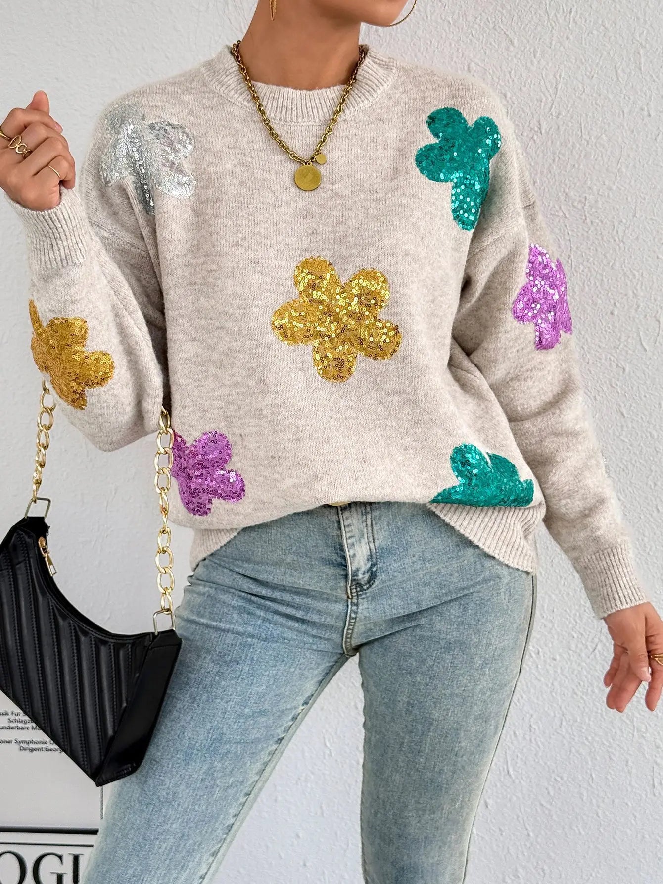 Maglione Dettagli Floreali