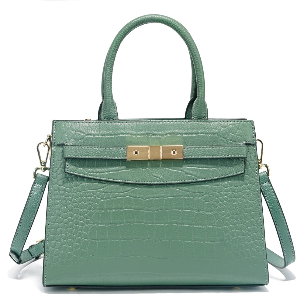 Borsa a Mano in Vera Pelle con Texture Elegante