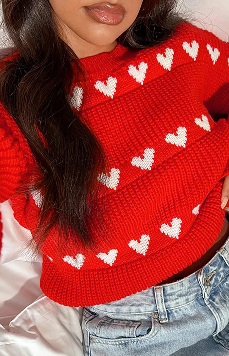 Maglione Sweet Love con Motivo a Cuore