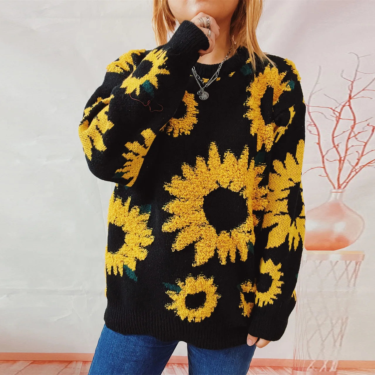 Maglione Ricamo Girasole