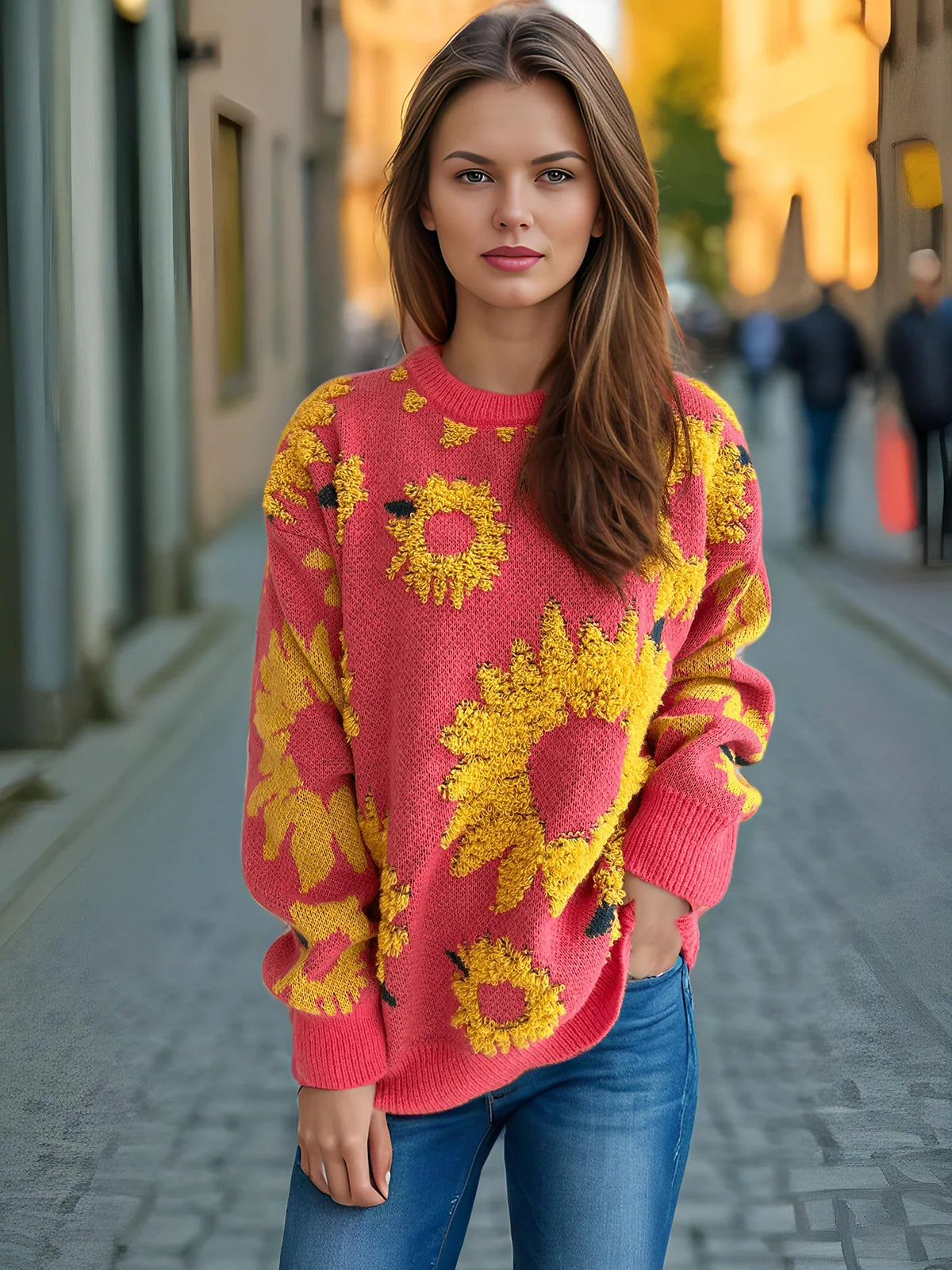 Maglione Ricamo Girasole