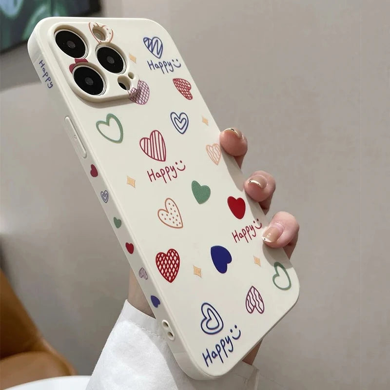 Custodia con Forma di Cuore e Design Arcobaleno per iPhone 16