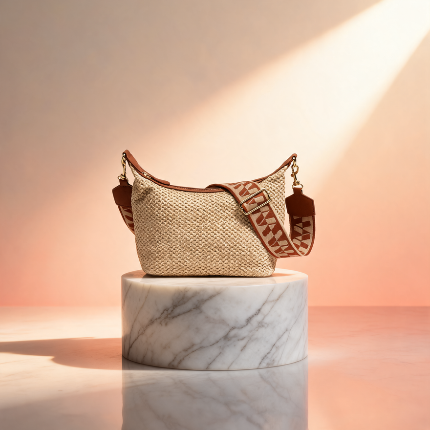 Bandolera de Rafia Misako Ralenca con Correa Jacquard