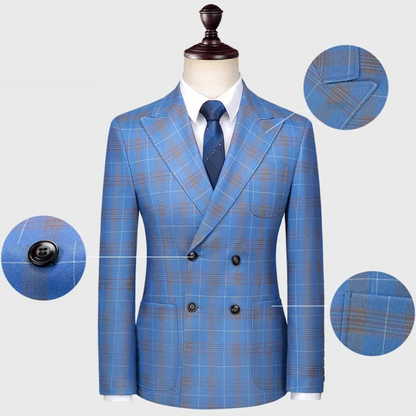 Completo Blu a Quadri 3 Pezzi Uomo