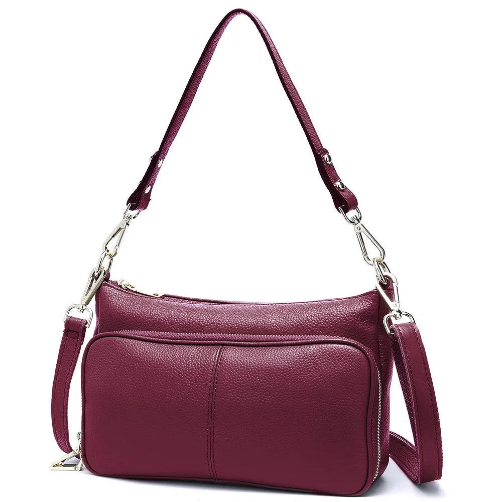 Bolso de hombro de cuero genuino