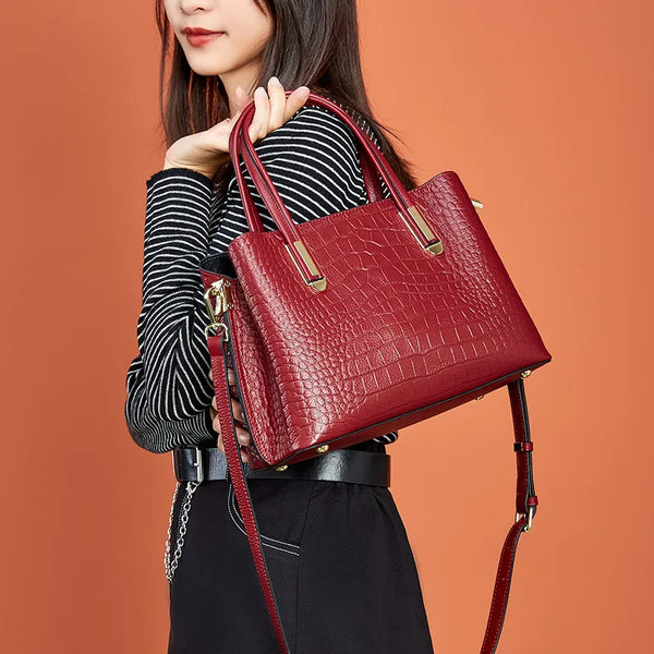 Bolso de Piel con Efecto Cocodrilo — ángulo 3