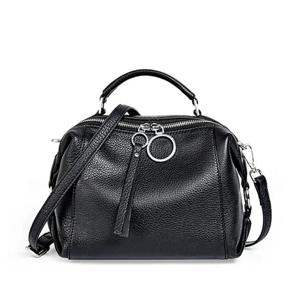 Bolso Boston en Piel Verdadera — Negro