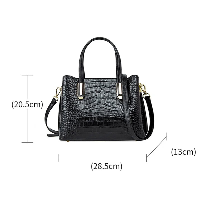 Borsa in Pelle con Effetto Coccodrillo