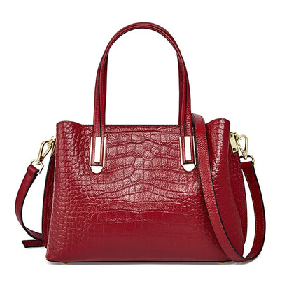 Bolso de Piel con Efecto Cocodrilo — Rojo