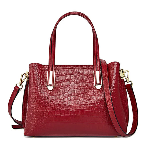Borsa in Pelle con Effetto Coccodrillo