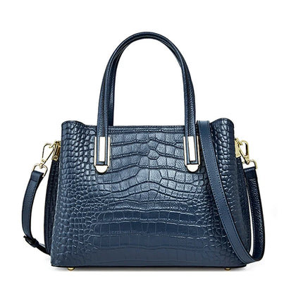 Bolso de Piel con Efecto Cocodrilo — Azul