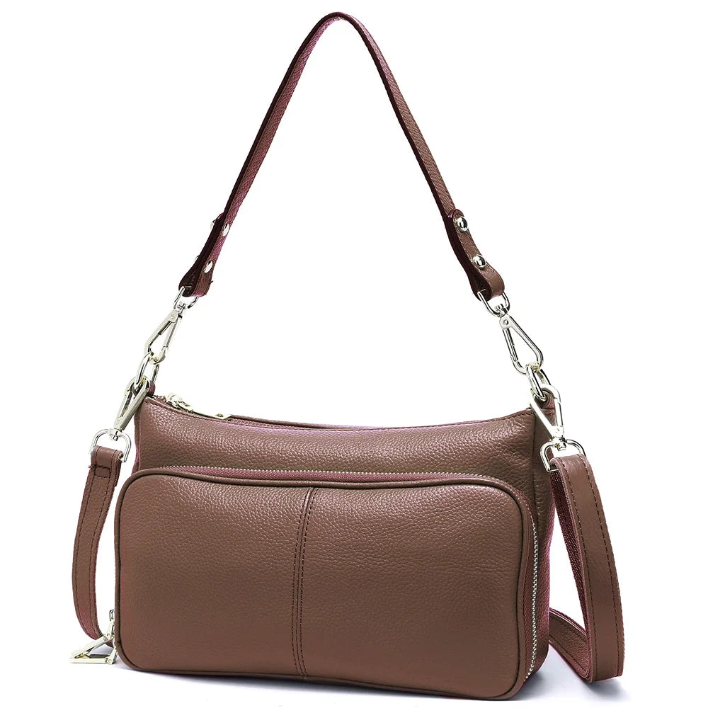 Bolso de hombro de cuero genuino
