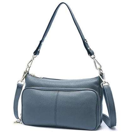 Genuine Leather Shoulder Bag — Blue