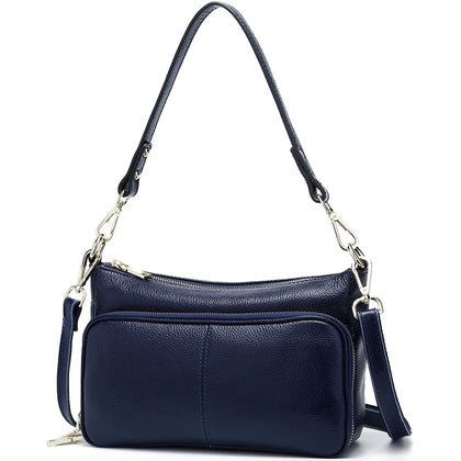 Bolso de hombro de cuero genuino — Azul marino