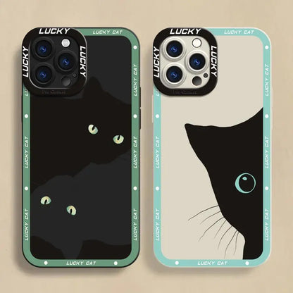 Funda protectora con diseño de gato de la suerte para iPhone 14