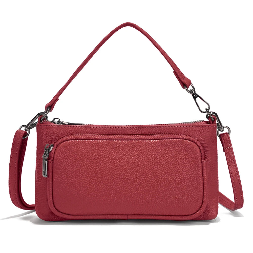 Bolso de hombro minimalista de cuero genuino
