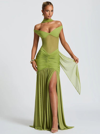 Maxi Dress Schiena Scoperta con Spacco