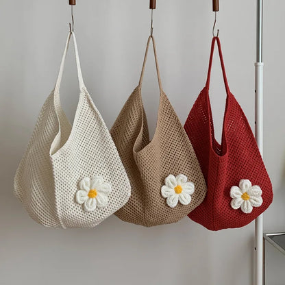 Borsa Estiva Intrecciata con Fiore