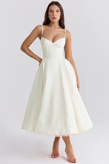 Abito Midi A-Line con Scollo Cuore