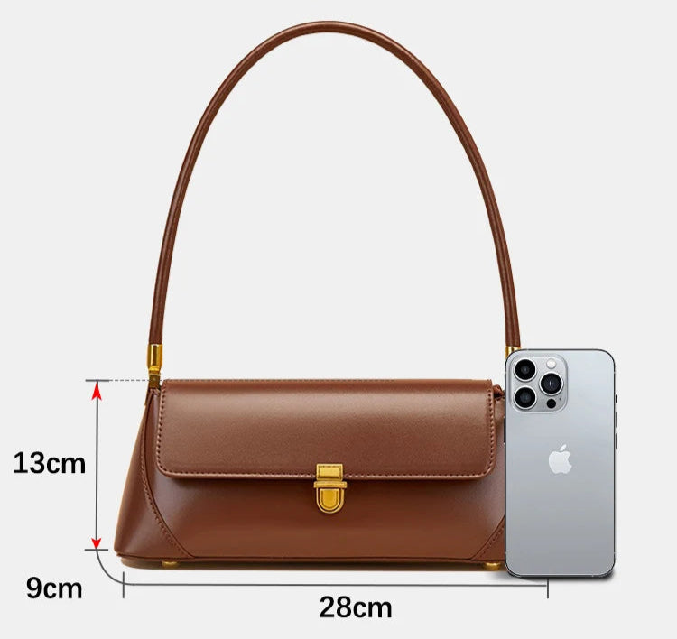 Bolso de hombro de cuero estilo francés