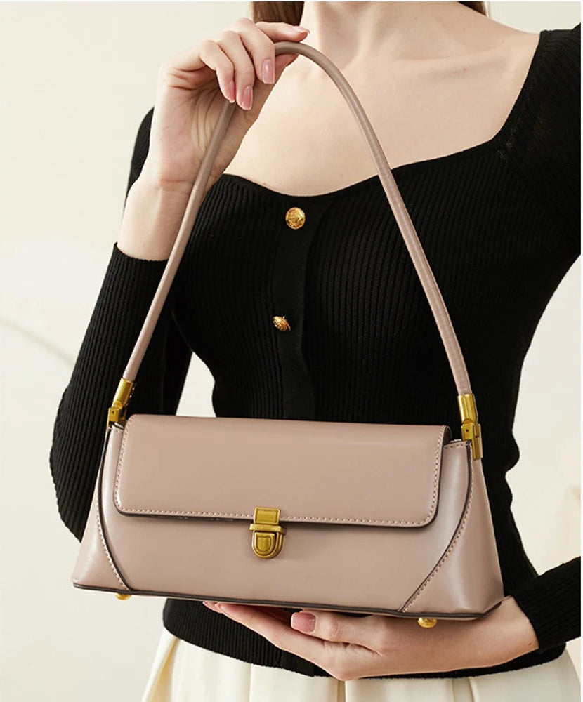 Bolso de hombro de cuero estilo francés