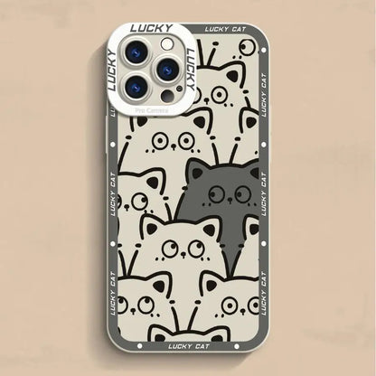 Funda protectora con diseño de gato de la suerte para iPhone 16