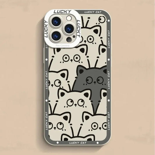 Lucky Cat Design Protective Case for iPhone 16