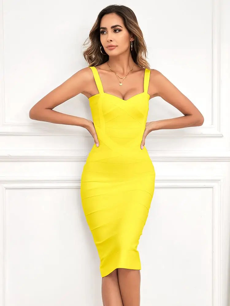 Abito Midi a Fascia Sexy con Spalline