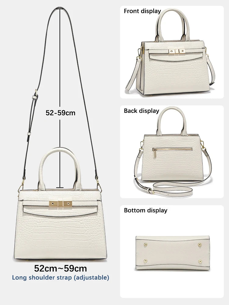 Borsa a Mano in Vera Pelle con Texture Elegante