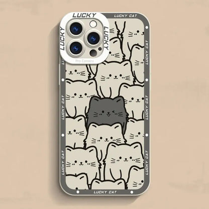 Funda protectora con diseño de gato de la suerte para iPhone 16