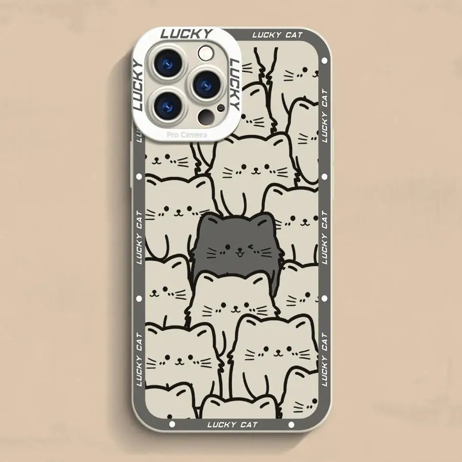 Lucky Cat Design Protective Case for iPhone 15