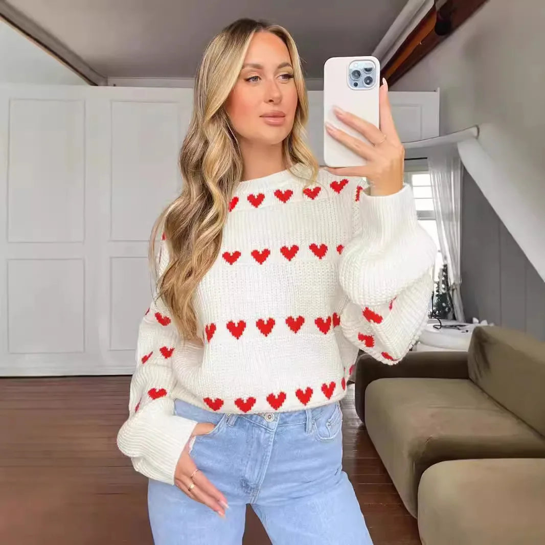 Maglione Sweet Love con Motivo a Cuore