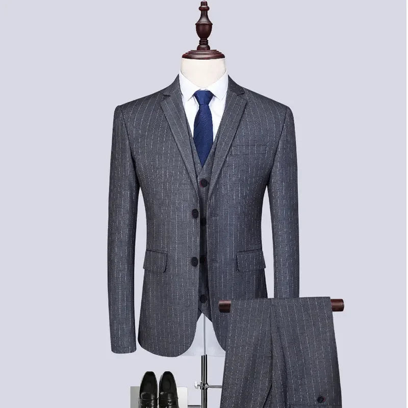 Completo a Righe Uomo 3 Pezzi Slim Fit