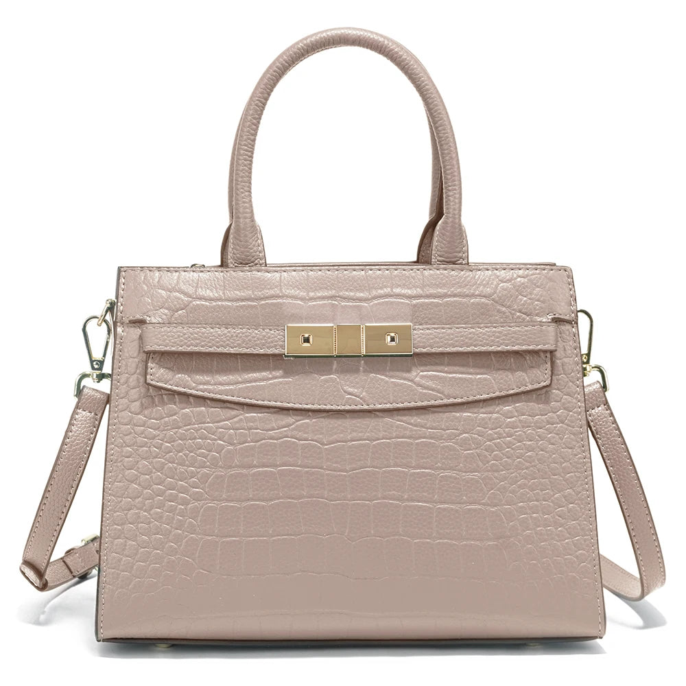 Borsa a Mano in Vera Pelle con Texture Elegante