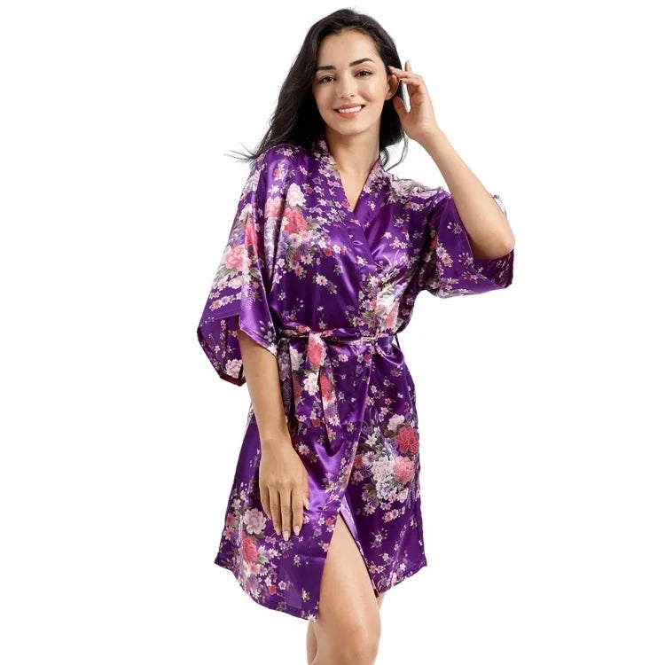 Kimono in Raso con Fiori