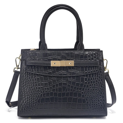 Borsa a Mano in Vera Pelle con Texture Elegante