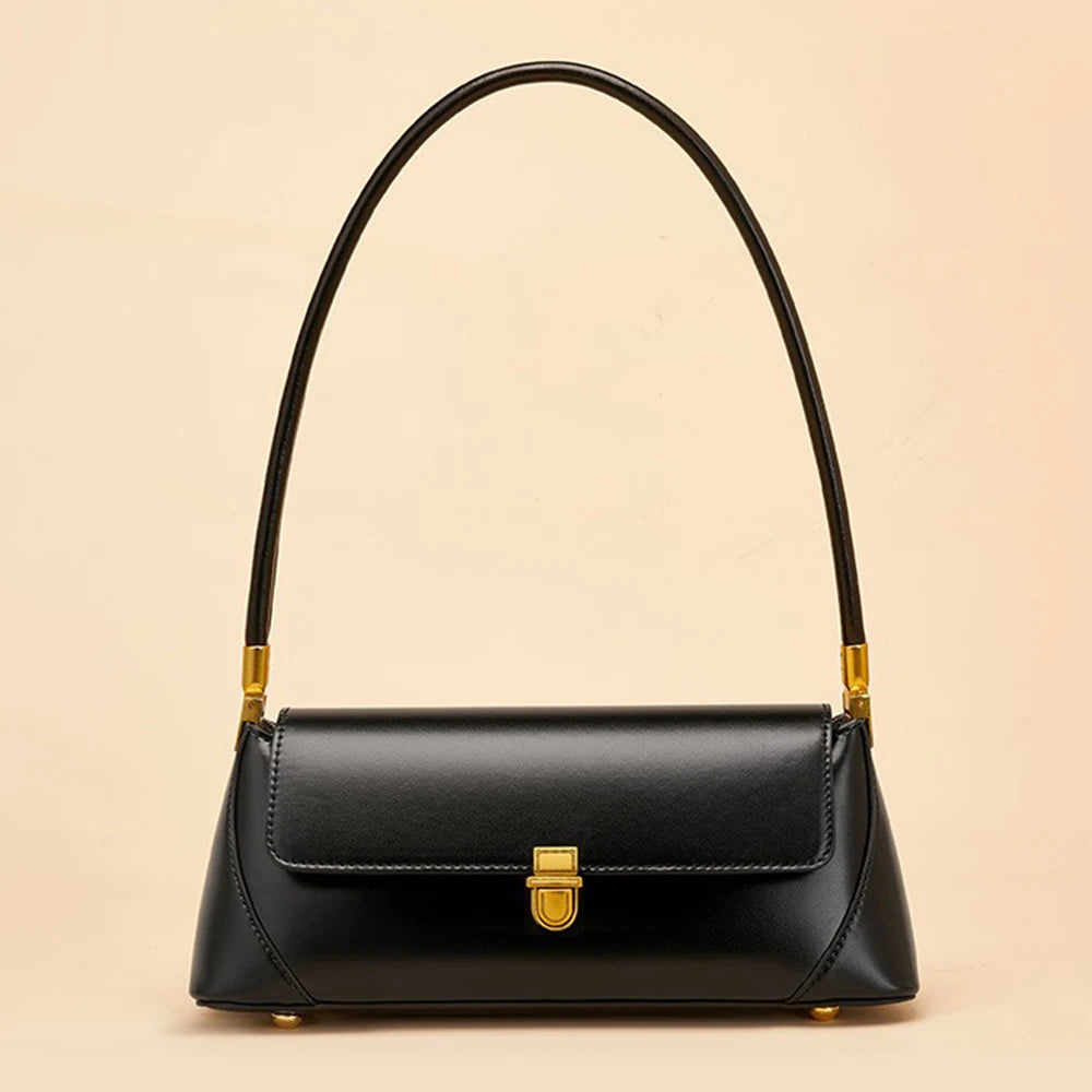 Bolso de hombro de cuero estilo francés