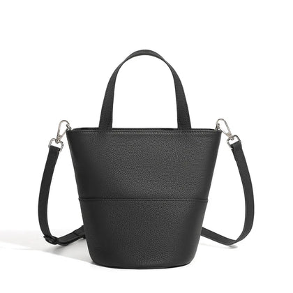 Bolso tipo bombonera de piel auténtica — Negro