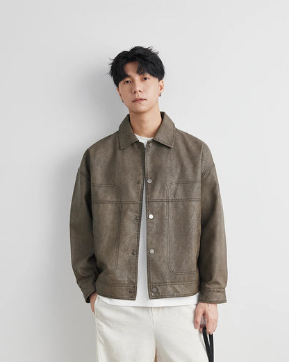Giacca Uomo in Pelle Stile British