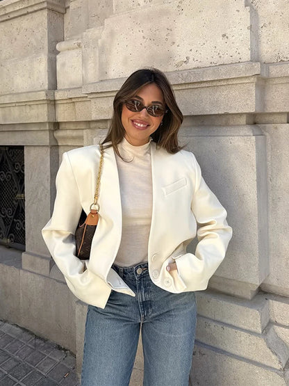 Giacca Corta Donna con Scollo a V