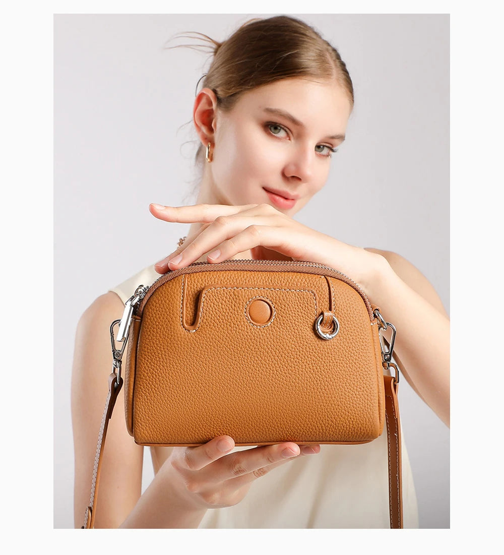 Bolso de hombro de cuero genuino