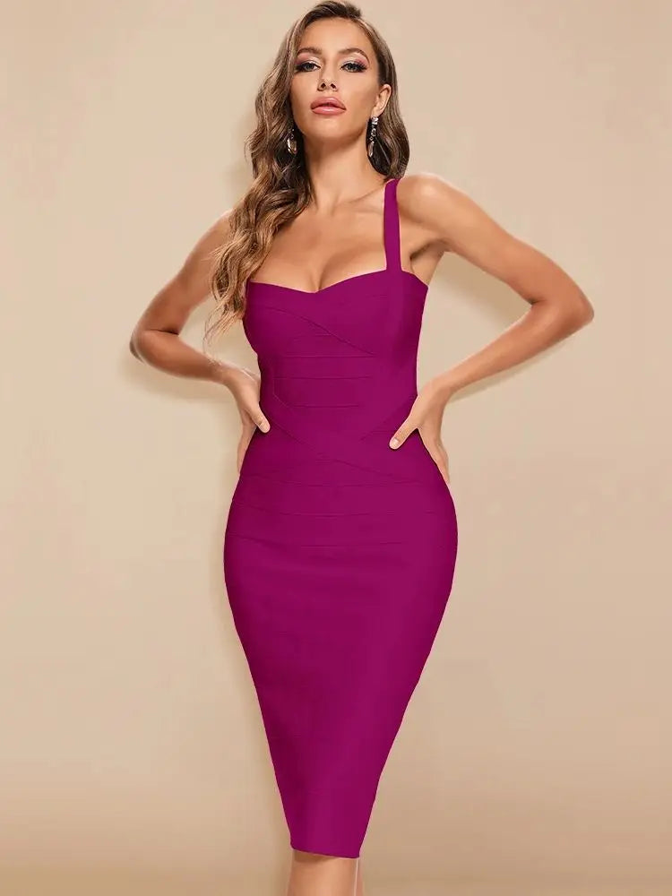 Abito Midi a Fascia Sexy con Spalline